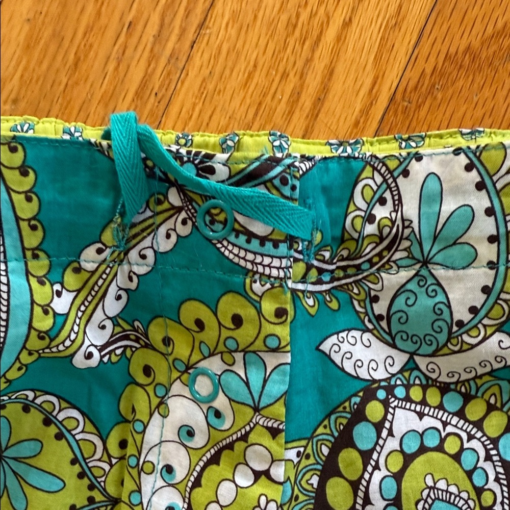 Vera Bradley Peacock Print Turquoise and Lime PJ Pants - Picture 5 of 6